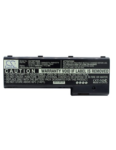 10.8V, 6600mAh, Li-ion Battery fits Toshiba, Satellite P100 Series, Satellite P100-102, 71.28Wh