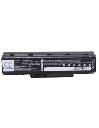 11.1V, 8800mAh, Li-ion Battery fits Gateway, Nv52, Nv5207u, 97.68Wh