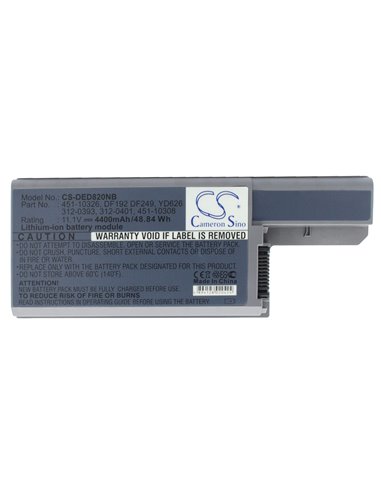 11.1V, 4400mAh, Li-ion Battery fits Dell, Latitude D531, Latitude D820, 48.84Wh