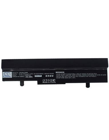 Black, 10.8V, 4400mAh, Li-ion Battery fits Asus, Eee Pc 1001ha, Eee Pc 1005, 47.52Wh