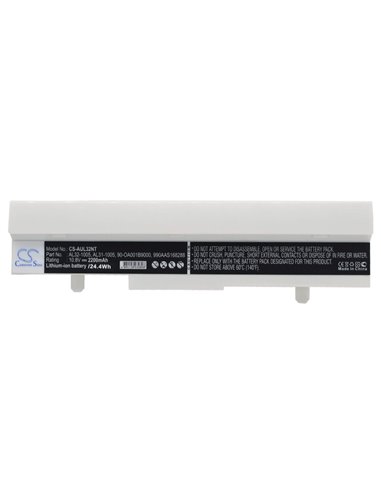 White, 10.8V, 2200mAh, Li-ion Battery fits Asus, Eee Pc 1001ha, Eee Pc 1005, 23.76Wh