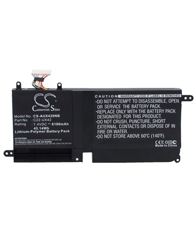 7.4V, 6100mAh, Li-Polymer Battery fits Asus, Ux42e3317vs-sl, Ux42e3517vs, 45.14Wh