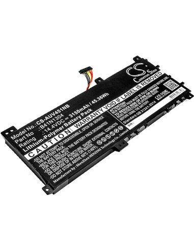 14.4V, 3150mAh, Li-Polymer Battery fits Asus, Vivobook V451la, Vivobook V451la-ds51t, 45.36Wh