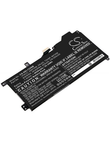 7.6V, 4650mAh, Li-Polymer Battery fits Dell, Latitude 12 7200, Latitude 7200 2-in-1, 35.34Wh