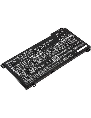 11.4V, 4150mAh, Li-Polymer Battery fits Hp, Probook X360 11 G3, Probook X360 11 G3 Education, 47.31Wh