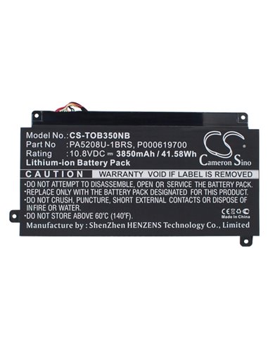 10.8V, 3850mAh, Li-Polymer Battery fits Toshiba, Cb30-b, Cb30-b-103, 41.58Wh