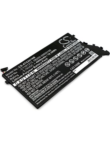 3.75V, 4900mAh, Li-Polymer Battery fits Asus, Transformer Book Tx201la, Tx201la, 18.375Wh