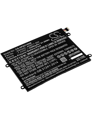 7.4V, 4200mAh, Li-Polymer Battery fits Hp, 10-p018wm, Notebook X2, 31.08Wh