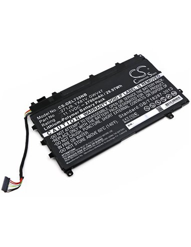 11.1V, 2700mAh, Li-Polymer Battery fits Dell, Latitude 13 7000, Latitude 13 7000(cal001lati735, 29.97Wh