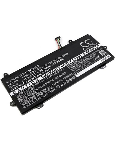 11.25V, 3900mAh, Li-Polymer Battery fits Lenovo, 80sf0000us, Ideapad 11.6" N22, 43.875Wh