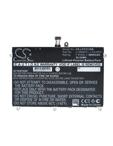 7.4V, 4600mAh, Li-Polymer Battery fits Lenovo, Ideapad Yoga 2 11, Ideapad Yoga 20332, 34.04Wh