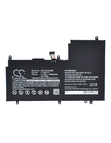 7.4V, 6050mAh, Li-Polymer Battery fits Lenovo, Yoga 3 14, Yoga 3 1470, 44.77Wh