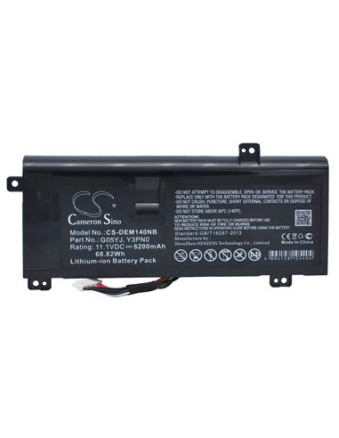 11.1V, 6200mAh, Li-ion Battery fits Dell, Alienware 14, Alienware 14(mid 2013), 68.82Wh