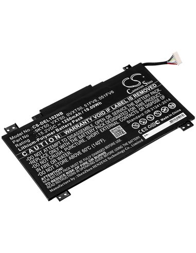 15.2V, 1250mAh, Li-Polymer Battery fits Dell, Latitude 10 Ste2, 19Wh