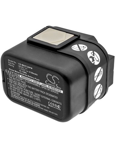 7.2V, 2100mAh, Ni-MH Battery fits Milwaukee, Pes 7.2t, 15.12Wh