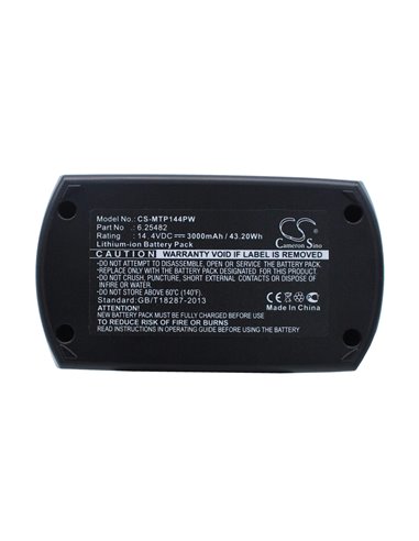 14.4V, 3000mAh, Li-ion Battery fits Metabo, Bsz 14.4, Bsz 14.4 Impuls, 43.2Wh