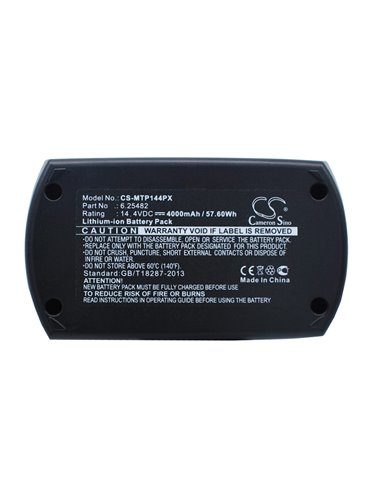 14.4V, 4000mAh, Li-ion Battery fits Metabo, Bsz 14.4, Bsz 14.4 Impuls, 57.6Wh