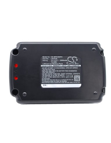 36.0V, 2000mAh, Li-ion Battery fits Black & Decker, Cst1200, Cst800, 72Wh