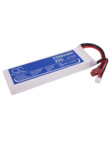 7.4V, 3300mAh, Li-Polymer Battery fits Cameron Sino, RC Fpv Cs-lt976rt, 24.42Wh