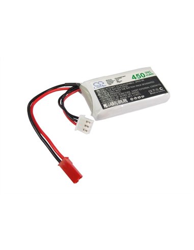 7.4V, 450mAh, Li-Polymer Battery fits Cameron Sino, RC Planes Cs-lp4502c30rt, 3.33Wh