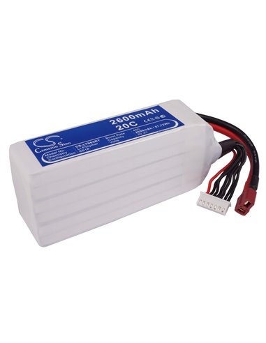 22.2V, 2600mAh, Li-Polymer Battery fits Cameron Sino, RC Planes Cs-lt963rt, 57.72Wh