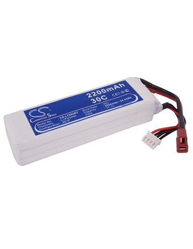 11.1V, 2200mAh, Li-Polymer Battery fits Cameron Sino, RC Planes Cs-lt955rt, 24.42Wh