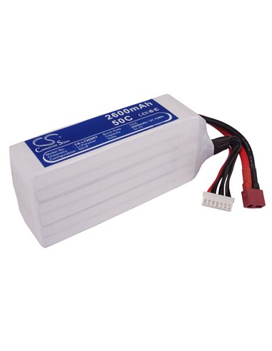 22.2V, 2600mAh, Li-Polymer Battery fits Cameron Sino, RC Robot Cs-lt969rt, 57.72Wh