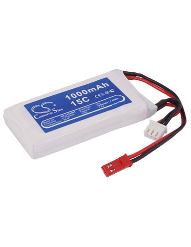 7.4V, 1000mAh, Li-Polymer Battery fits Cameron Sino, RC Tanks Cs-lt925rt, 7.4Wh