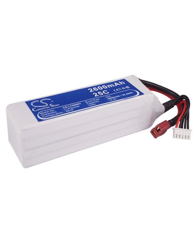 14.8V, 2600mAh, Li-Polymer Battery fits Cameron Sino, RC Tanks Cs-lt966rt, 38.48Wh