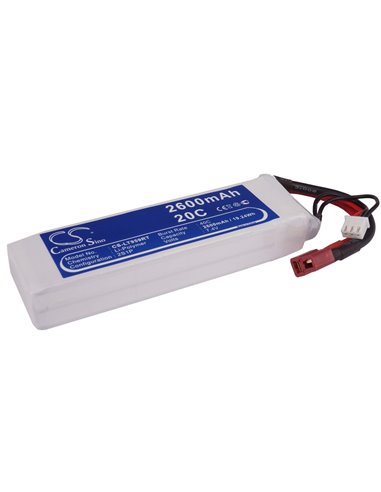 7.4V, 2600mAh, Li-Polymer Battery fits Cameron Sino, RC Tanks Cs-lt959rt, 19.24Wh