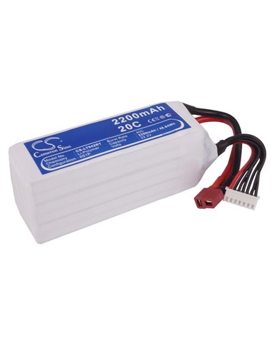 22.2V, 2200mAh, Li-Polymer Battery fits Cameron Sino, RC Tanks Cs-lt942rt, 48.84Wh