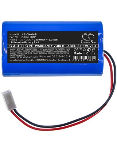 Varies, 7.4V, 2200mAh, Li-ion Battery fits Cameron Sino, 18650 2s1p, 16.28Wh