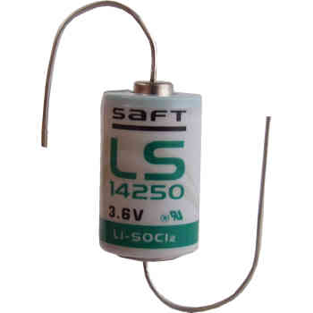 Lithium battery saft 1/2 aa ls 14250 - with axial leads