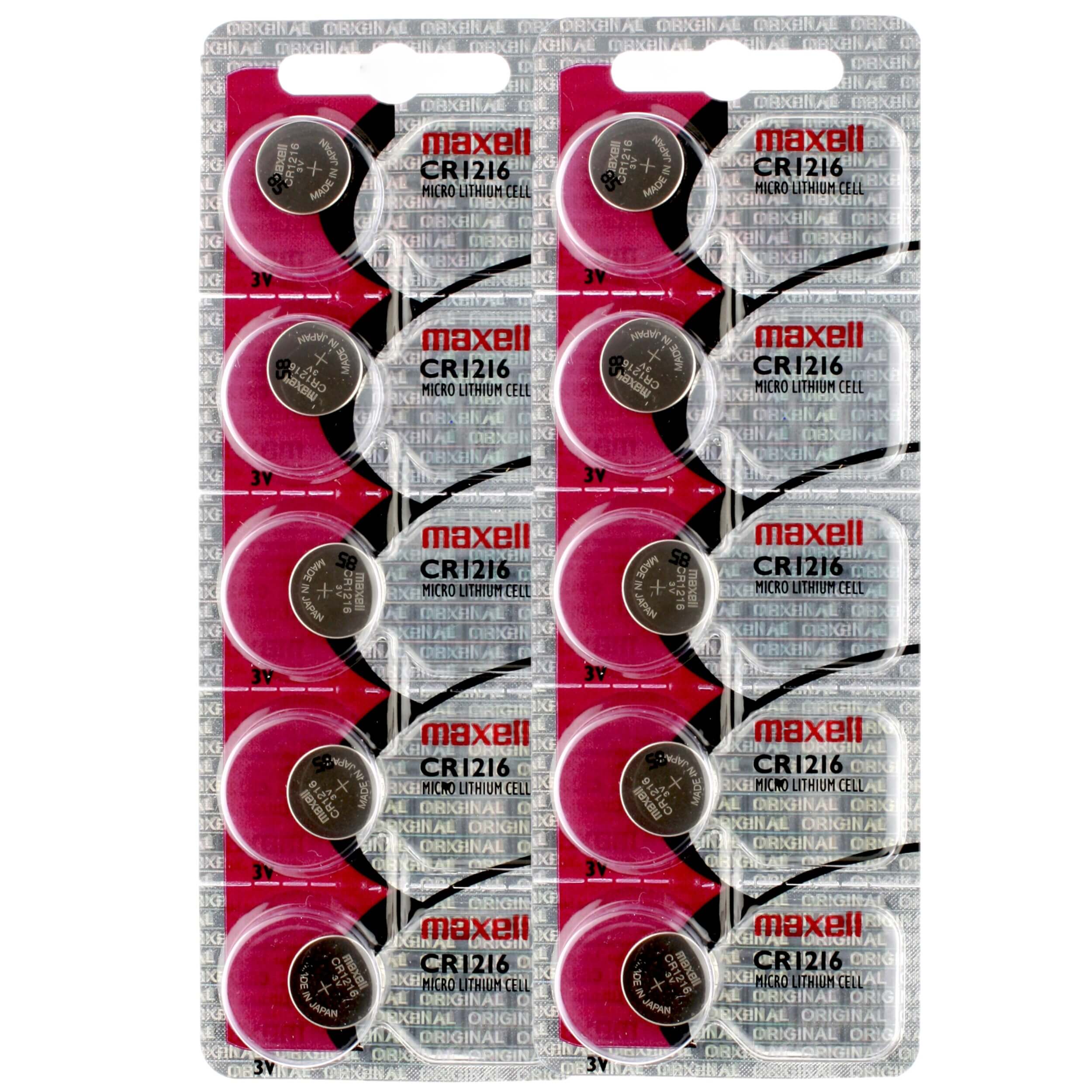 10 x cr1216 maxell coin type lithium battery