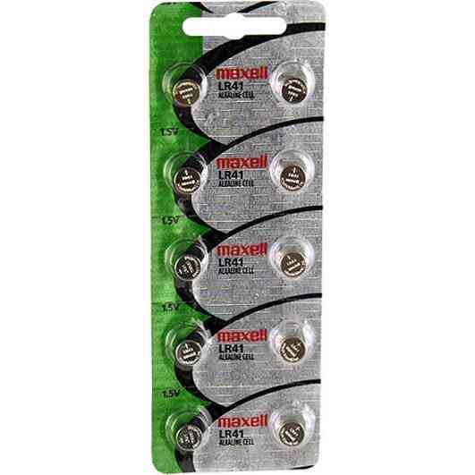 10 x lr41 maxell coin type alkaline battery (10 batteries will