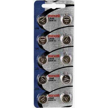 100 x lr44 / l1154 maxell coin type alkaline battery (boxed