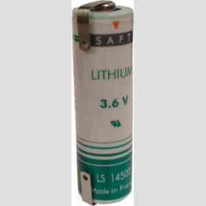 Lithium battery saft ls 14500, aa-size 3.6 volts with tabs