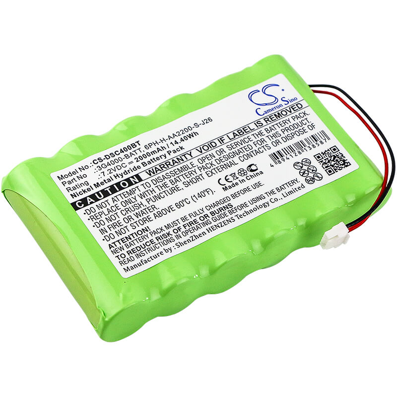 7.2V, 2000mAh, Ni-MH Battery fits Dsc, 3g4000, 3g4000 Cellular Communicato, 14.4Wh