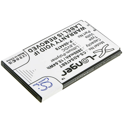 3.8V, 2800mAh, Li-Polymer Battery fits Adt, Command Secondary Color Touchs, 10.64Wh