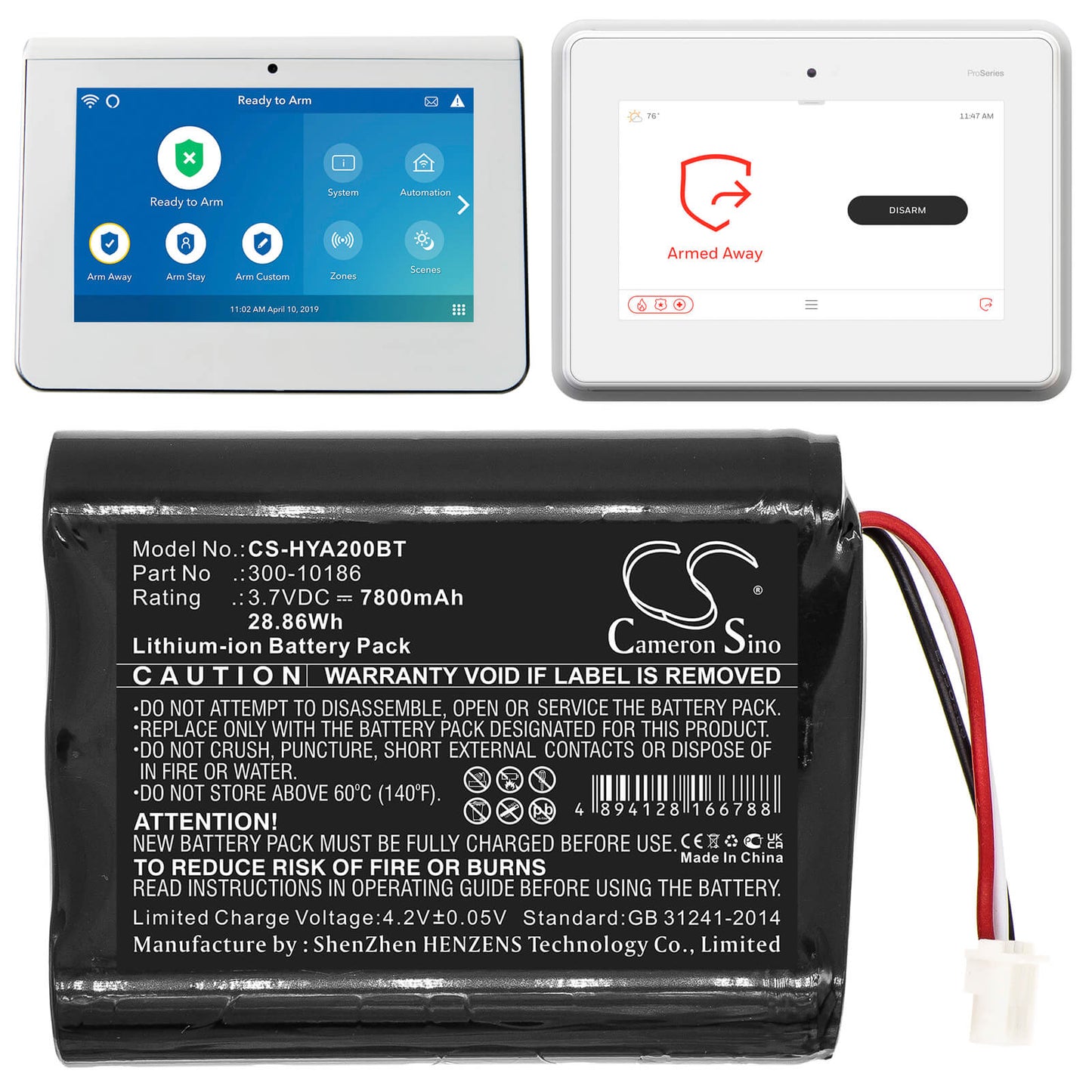 3.7V, 7800mAh, Li-ion Battery fits Adt, Adt5aio, Adt7aio, 28.86Wh