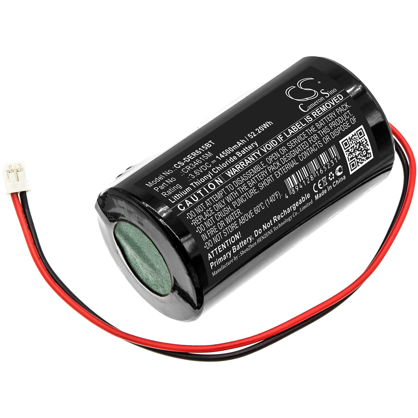 3.6V, 14500mAh, Li-SOCl2 Battery fits Pyronix, Enforcer Deltabell Siren Alarm, 52.2Wh