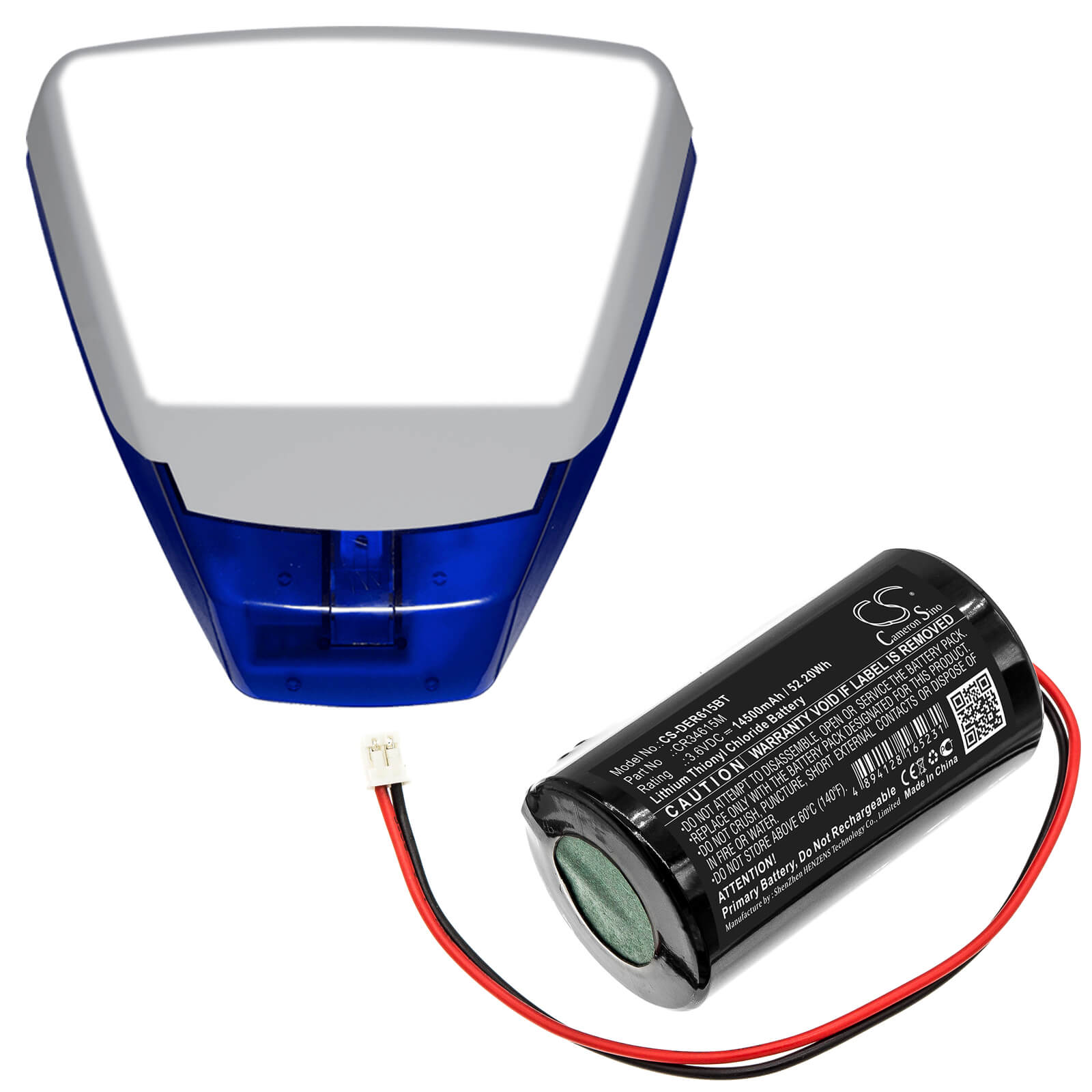 3.6V, 14500mAh, Li-SOCl2 Battery fits Pyronix, Enforcer Deltabell Siren Alarm, 52.2Wh