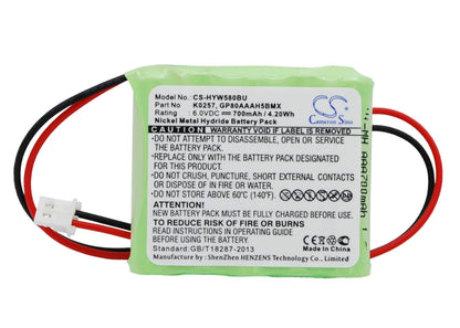 6.0V, 700mAh, Ni-MH Battery fits Honeywell, 55111-05, 5800rp Wireless, 4.2Wh