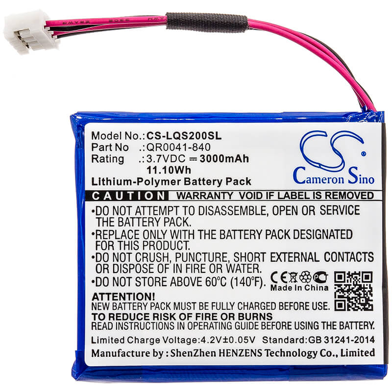3.7V, 3000mAh, Li-Polymer Battery fits Qolsys, Iq Panel 2, Iq Panel 2 Plus, 11.1Wh