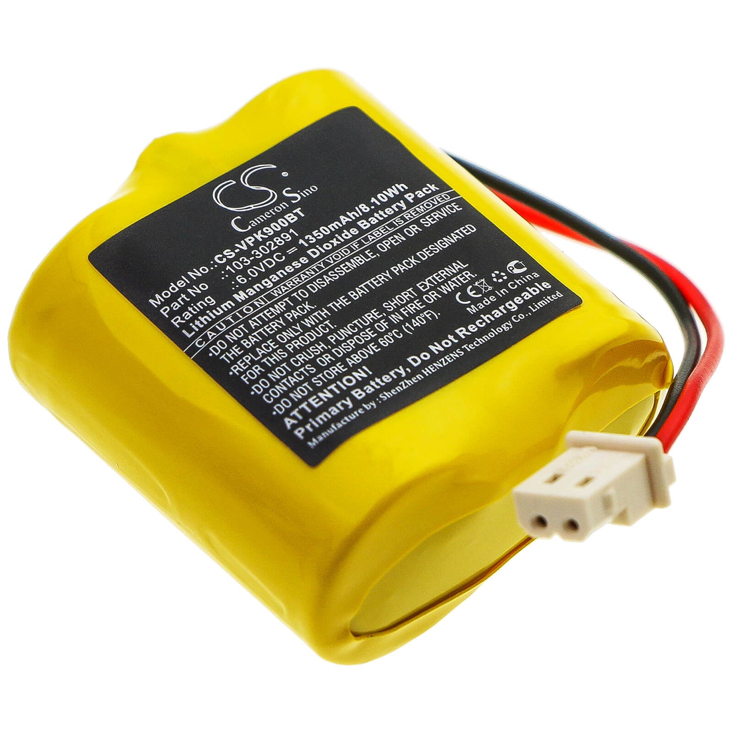 6.0V, 1350mAh, Li-MnO2 Battery fits Visonic, Next Cam, Next Cam K9 Pg2 Wide Angle, 8.1Wh