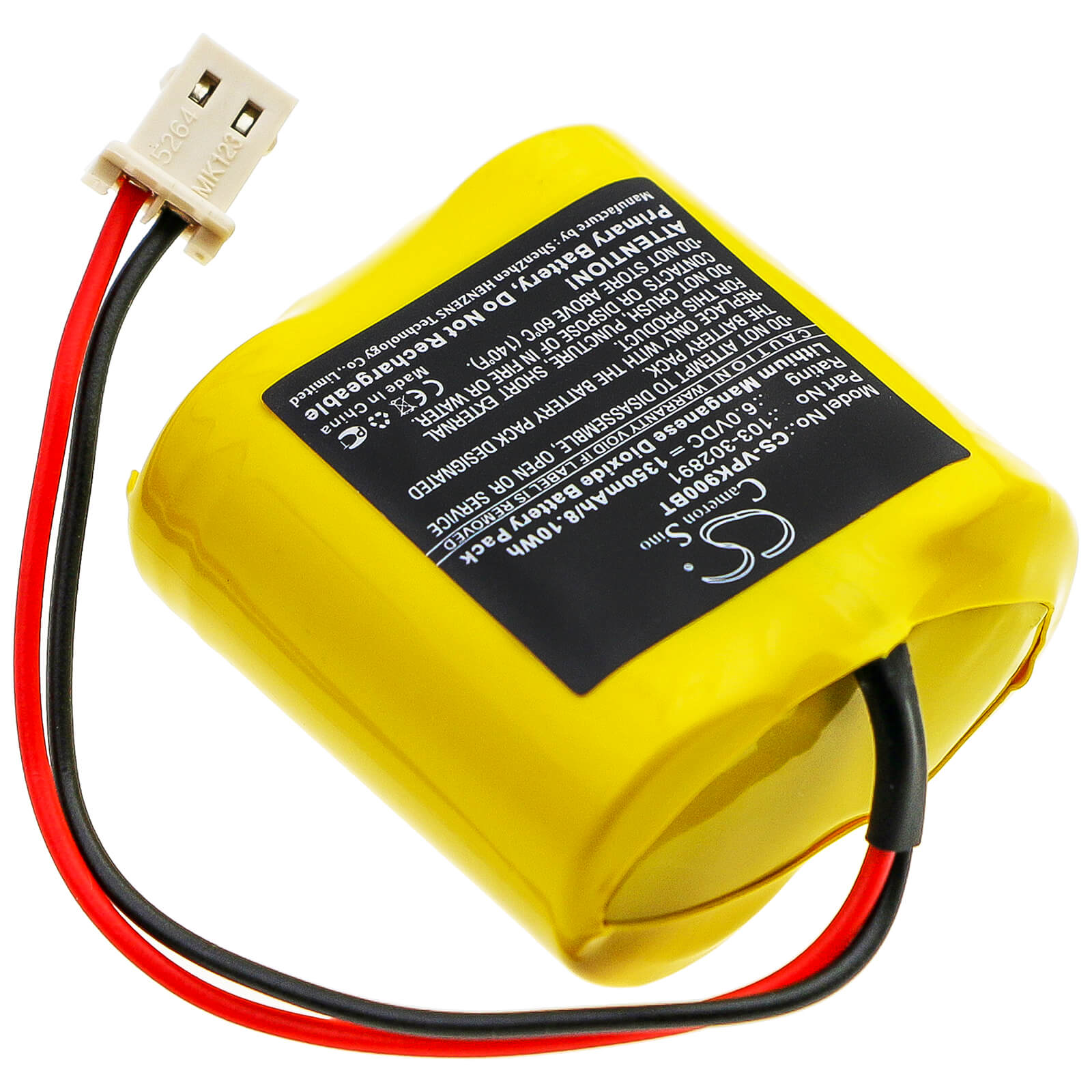 6.0V, 1350mAh, Li-MnO2 Battery fits Visonic, Next Cam, Next Cam K9 Pg2 Wide Angle, 8.1Wh