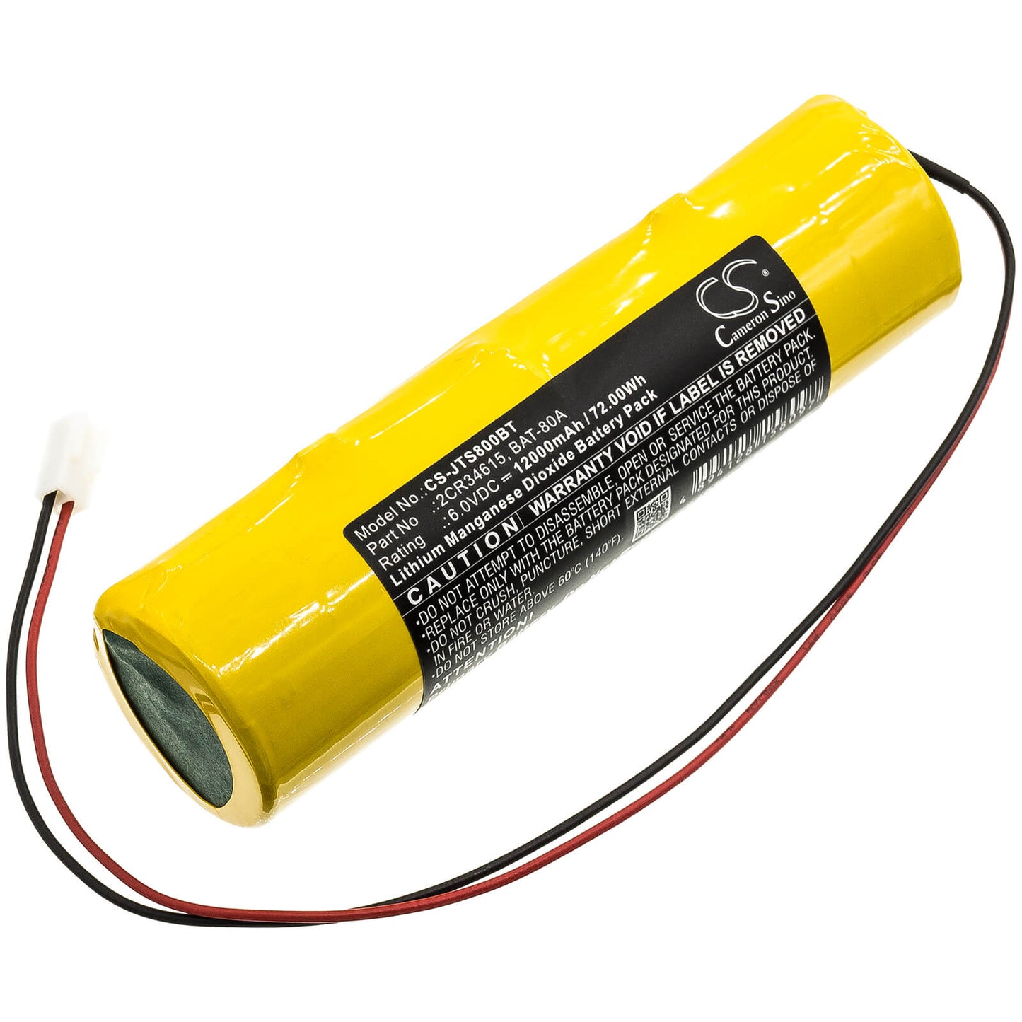 6.0V, 12000mAh, Li-MnO2 Battery fits Jablotron, Ja-80a, 72Wh