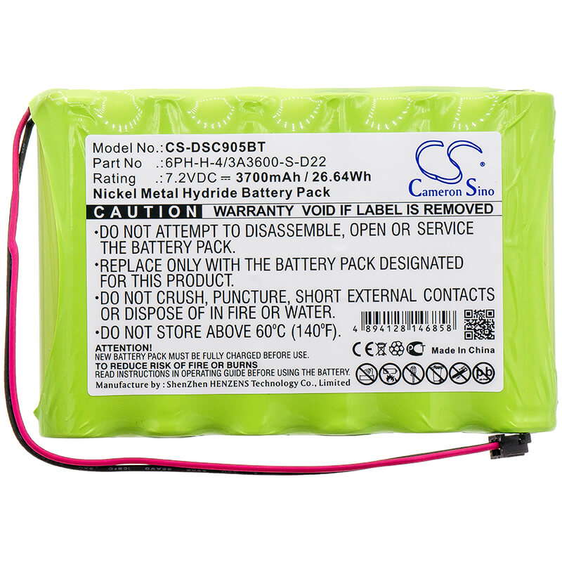 7.2V, 3700mAh, Ni-MH Battery fits Dsc, Impassa 9057 Wireless Control, 26.64Wh