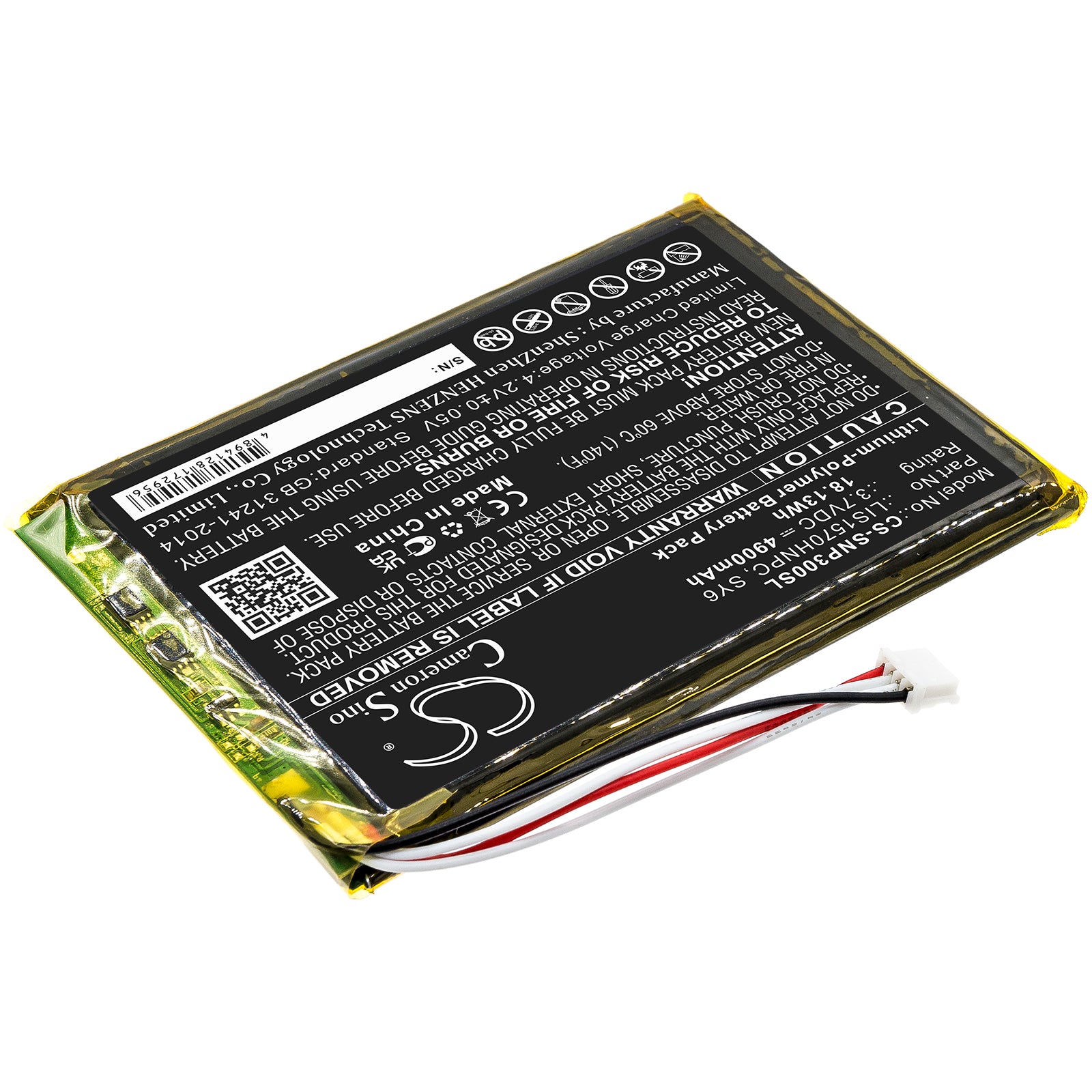 3.7V, 4900mAh, Li-Polymer Battery fits Sony, Pha-3, 18.13Wh