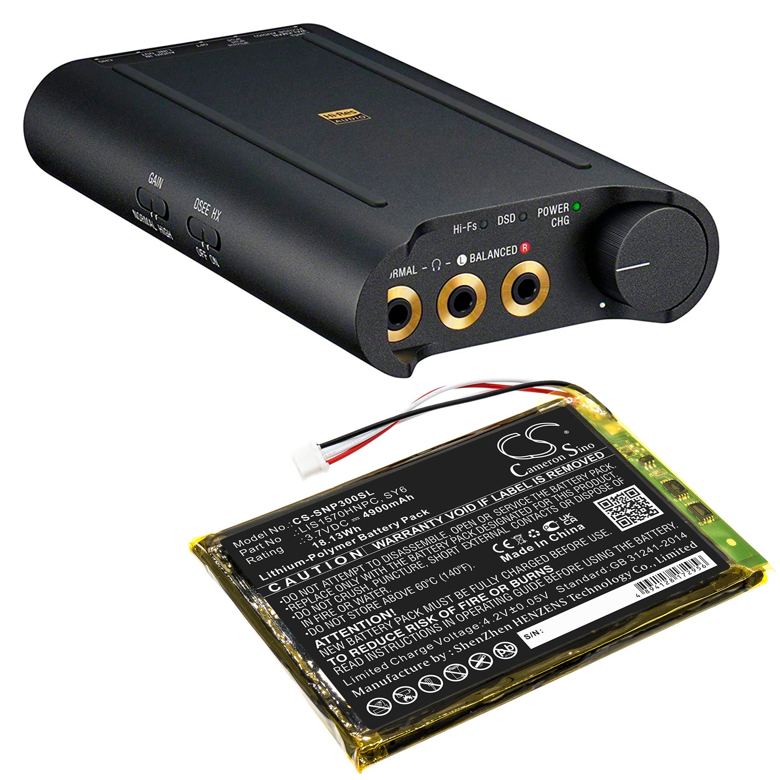 3.7V, 4900mAh, Li-Polymer Battery fits Sony, Pha-3, 18.13Wh